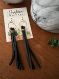 Black Leather Drop Earrings