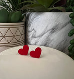 Red Acrylic Heart Stud Earrings