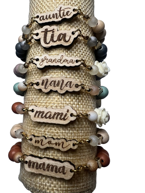 Great Women of the Family Wood Beaded Bracelets