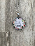 Silver Round Glass Pendant with Floral Background and Scripture Excerpt Psalm 139:14