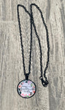 Black Round Glass Pendant with Floral Background and Scripture Excerpt Psalm 139:14