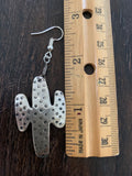 Upcycled Vintage Metal Cactus Drop Earrings