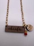 NFL Chiefs Superbowl LVII Laser Wood Pendant Necklace