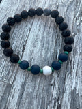 The Mariner 8 Men's Beaded Bracelet Black Lava Stones