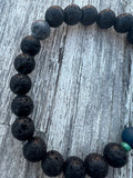 The Mariner 8 Men's Beaded Bracelet Black Lava Stones