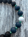 The Mariner 8 Men's Beaded Bracelet Black Lava Stones