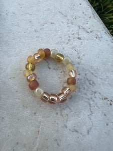 Neutral Color Handmade Beaded Ring