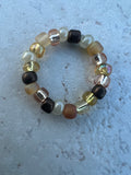 Brown Gold and Neutral Handmade Beaded Stackable Ring