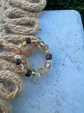 Brown Gold and Neutral Handmade Beaded Stackable Ring