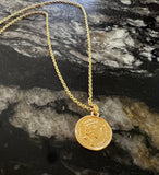 Gold Queen Elizabeth Penny Coin Necklace