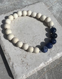 Dallas Five 8mm Mens White Wood and Sodalite Blue Beaded Bracelet