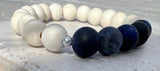 Dallas Five 10mm Mens White Wood and Sodalite Matte Blue Beaded Bracelet