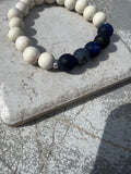 Dallas Five 10mm Mens White Wood and Sodalite Matte Blue Beaded Bracelet