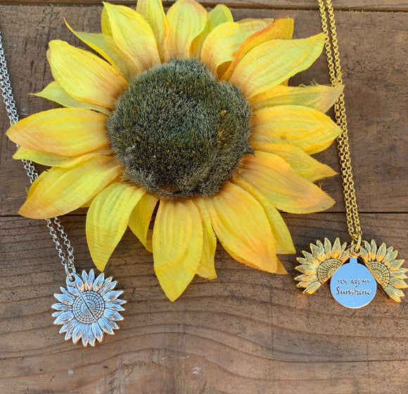 You are my Sunshine Sunflower Locket Necklace