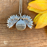 You are my Sunshine Sunflower Locket Necklace