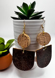 Genuine Leather and Upcycled Cork Earrings