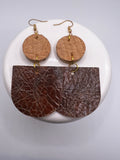 Genuine Leather and Upcycled Cork Earrings