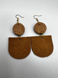 Genuine Leather and Upcycled Cork Earrings