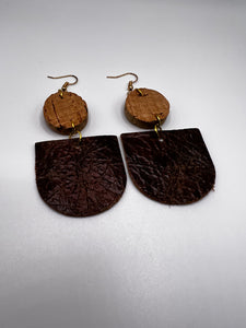 Genuine Leather and Upcycled Cork Earrings