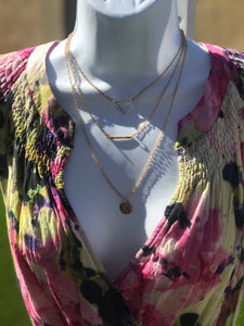 Multi Layer Strand Necklace with 3 Different Pendants