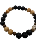 Lava Wood and Vintage Glass Beaded Mens Bracelet Sz M