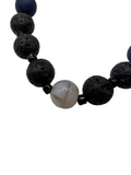 Moonstone Rutilated Agate and Lava Beaded Mens Bracelet Sz L