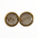 White and Gold Flake Cabochon Stud Earrings