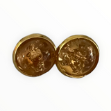 Gold with Gold Flakes Cabochon Stud Earrings