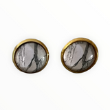 White Marble Cabochon Stud Earrings