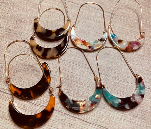 Acrylic geometric long drop earrings