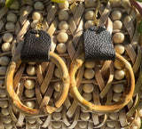 Bamboo and Leather Hoop Earrings