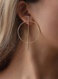 Round Circle Metal Earrings