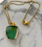 Gold Trimmed Seaglass Pendant Necklace