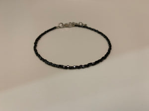 Black seed bead single strand bracelet