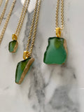 Gold Trimmed Seaglass Pendant Necklace