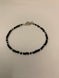 Silver and Black single strand seed bead bracelet