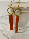 Genuine Leather Bar Earrings with Hoop