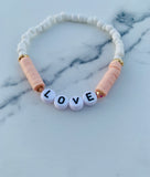 Beaded Love bracelet with Heishi beads