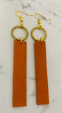 Genuine Leather Bar Earrings with Hoop