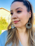 Round Painted Wood Earrings with Silver Bead