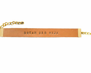 Dream Big Mija Genuine Leather Stamped Bracelet