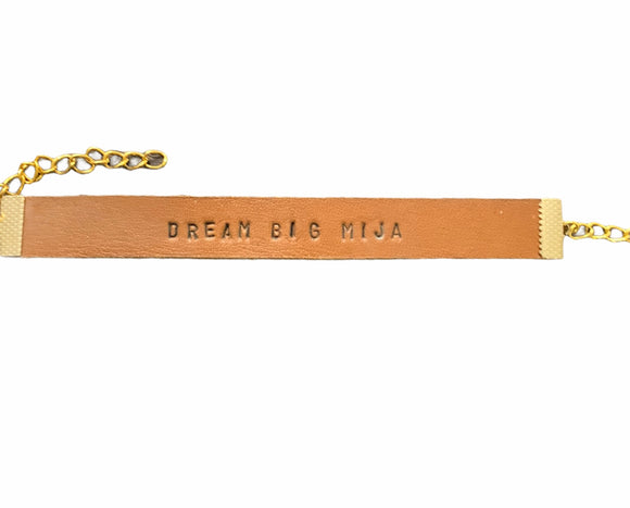 Dream Big Mija Genuine Leather Stamped Bracelet