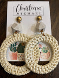 Rattan, Wood and Metal Earrings