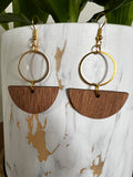 Natural Wood Lightweight Half Circle Earrings